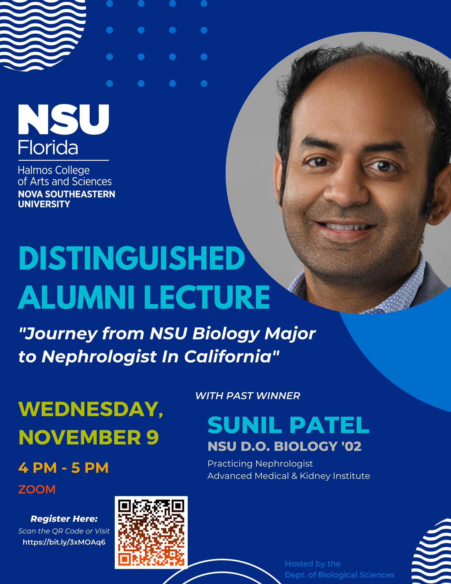 2022 Alumni Lecture - Sunil Patel 's journey from biology major to nephrologist in California