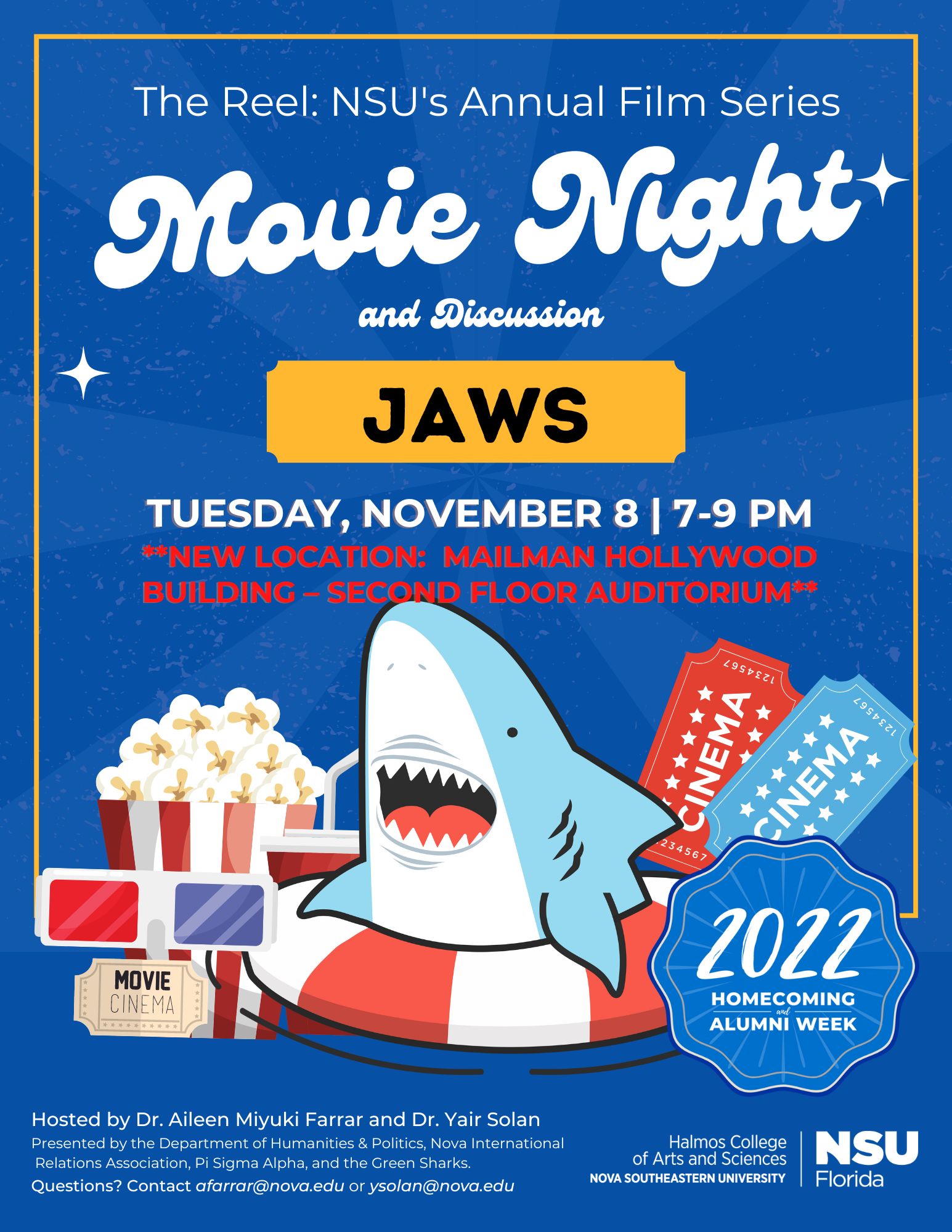 2022 Movie Night flyer inviting people to come out to watch a movie